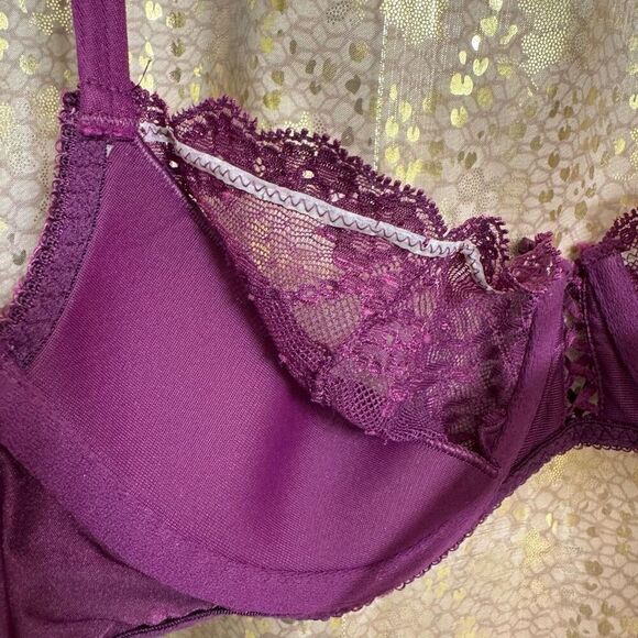 Vintage Victorias Secret Plum Purple Lace Unlined Demi Bra 34C - Picture 6 of 8